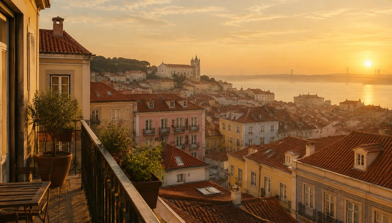 Telhados de Lisboa ao fim do dia
